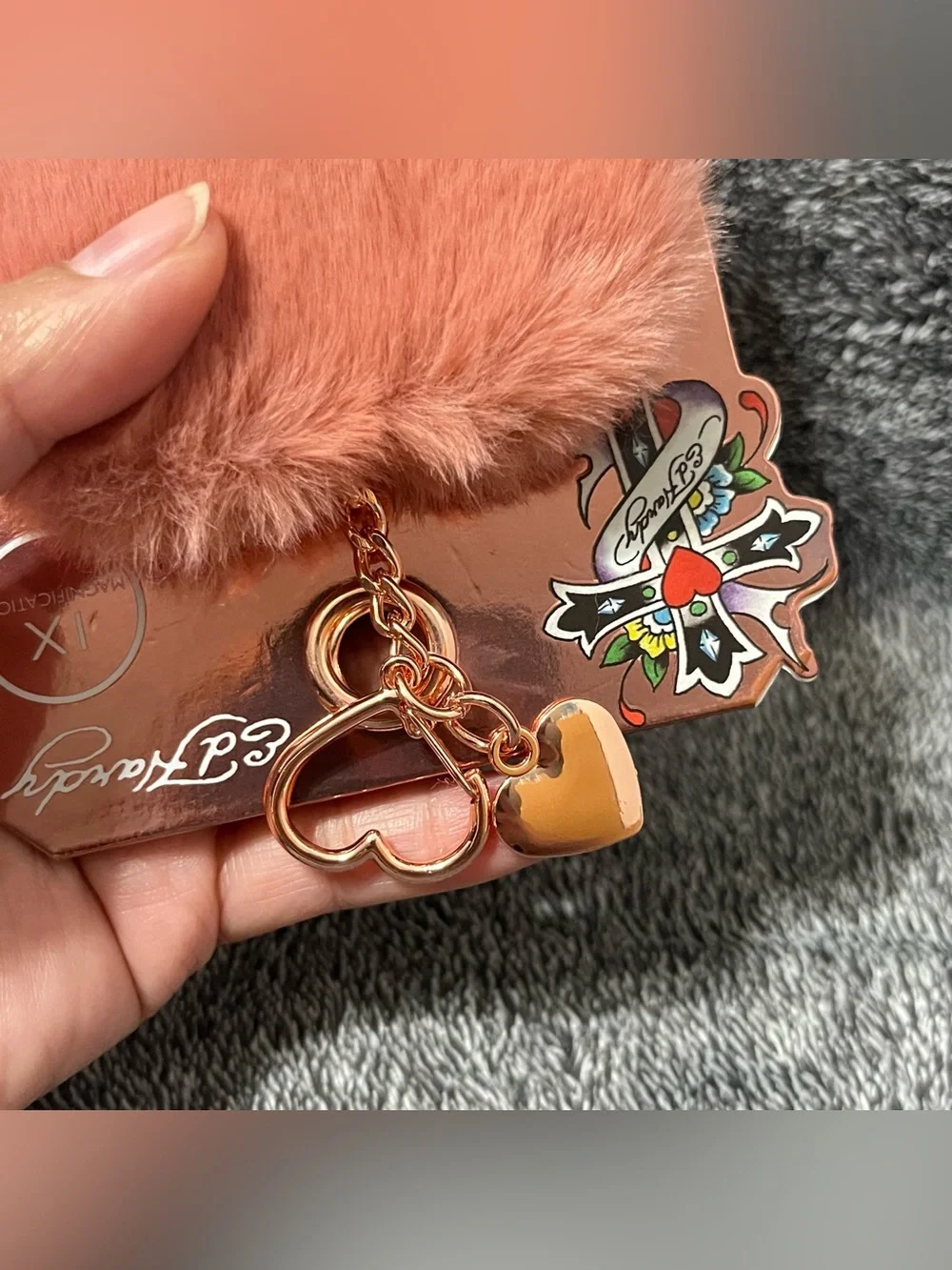 Ed Hardy compact mirror with keychain